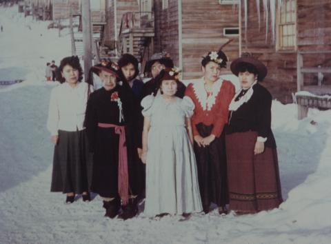Hoonah Ladies in Hats and Dresses