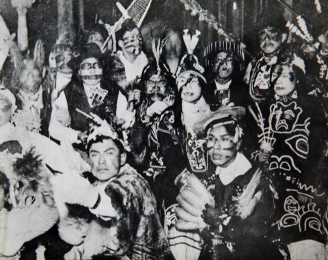 Old Group Photo in Regalia and Faces Painted