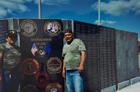 James Lindoff and Casey Kaze at the Wasilla Veterans Memorial Wall
