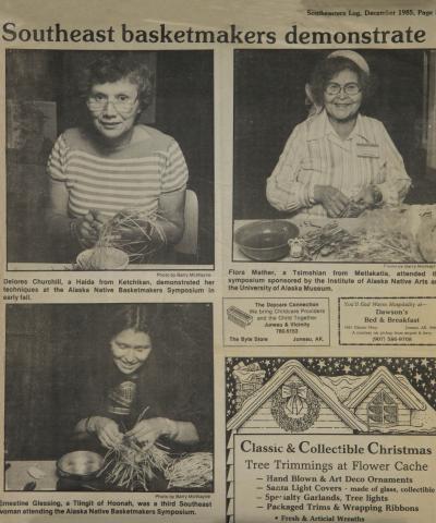 Ernestine (Glessing) Hanlon Abel photo in the Newspaper Southeastern Log, December 1985.