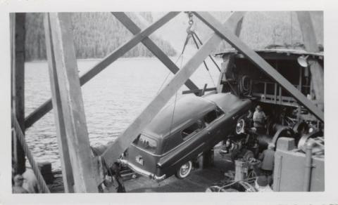 Unloading Ford Wagon at Excursion Inlet 1950